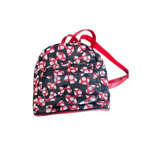 Disney Parks Minnie Mouse Polka Dot Bow Mini Backpack Black Red Faux Leather‎